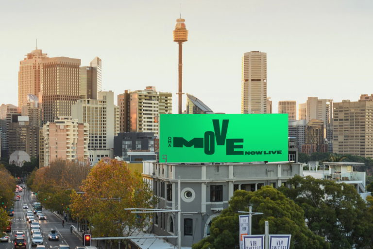 Billboard at Sydney's Taylor Square, featuring MOVE creative