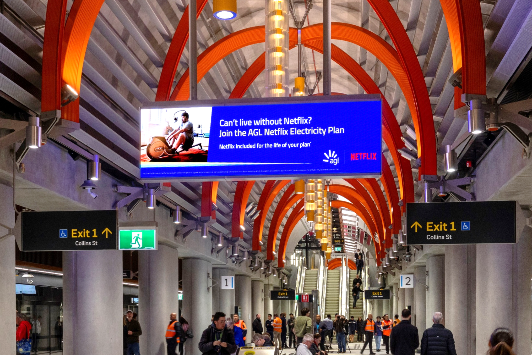 Digital billboard in Melbourne Metro train station