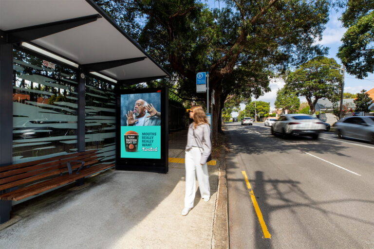 Bus shelter advertising in Sydney, featuring Twisted Treats creative
