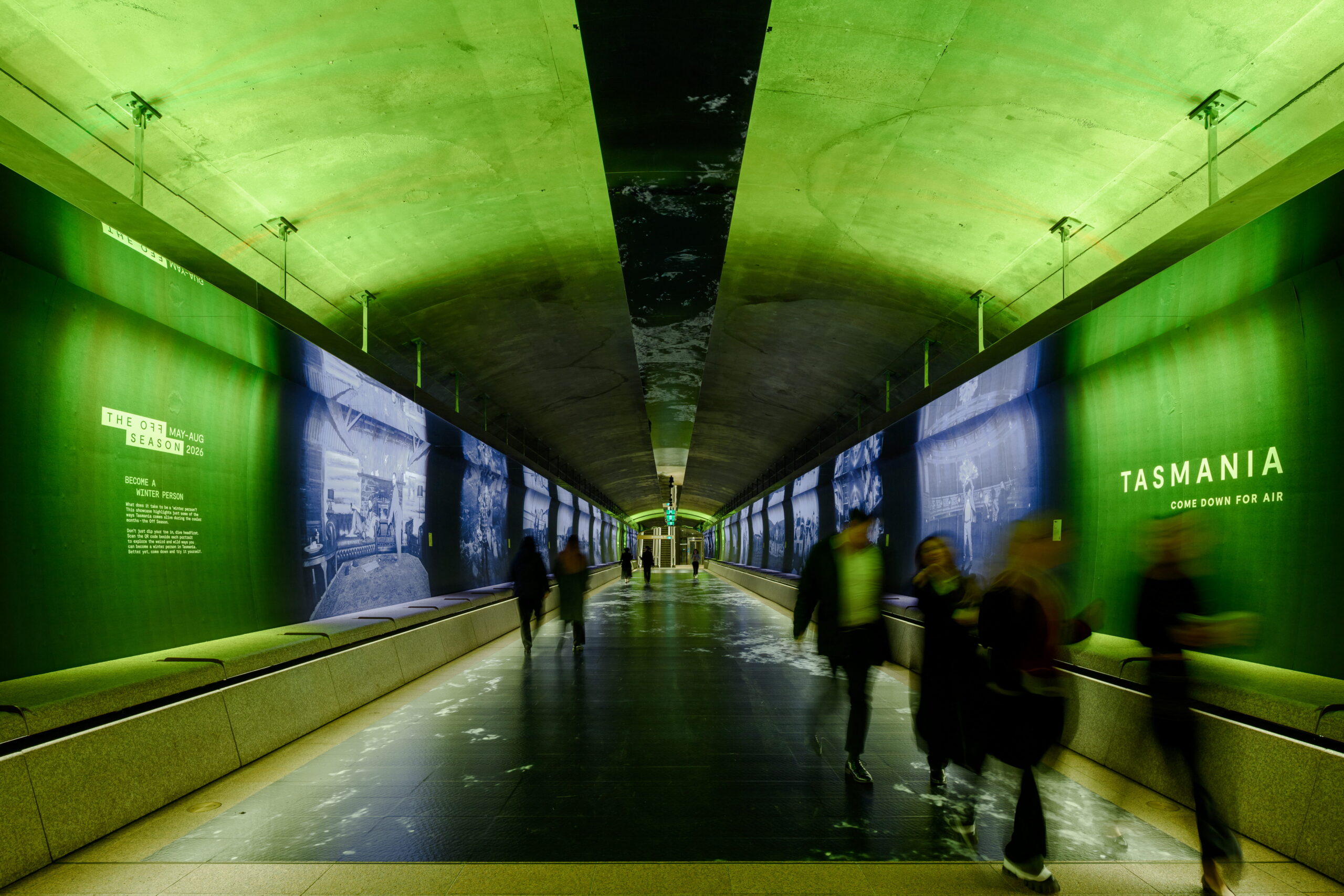 Tourism Tasmania's takeover of the tunnel at Martin Place Metro Station