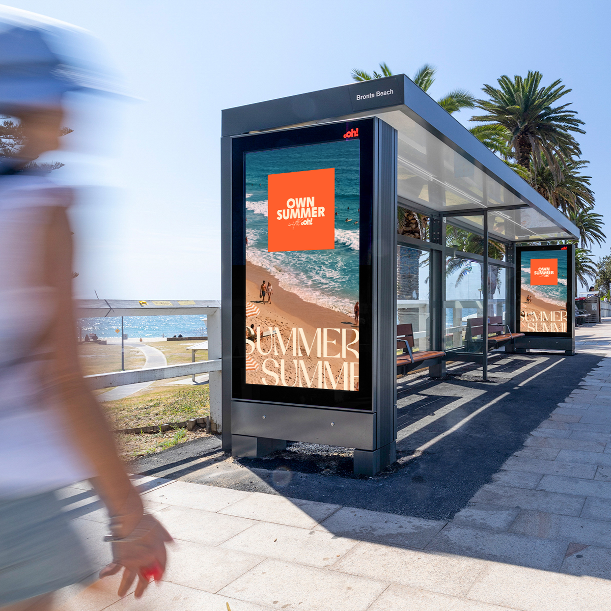 Digital street furniture advertising in Bondi