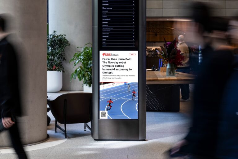 SBS News content on oOh!media's office advertising network